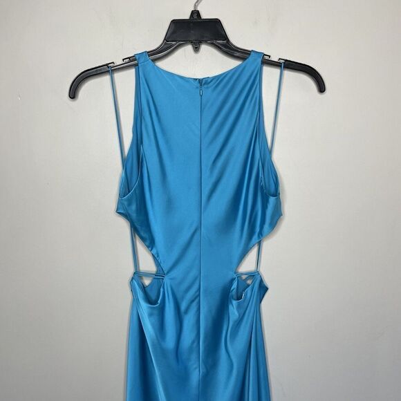 ALEXIS Lune Gown Womens Large L Blue Sleeveless Cutout A-Line Maxi Satin - Picture 7 of 14